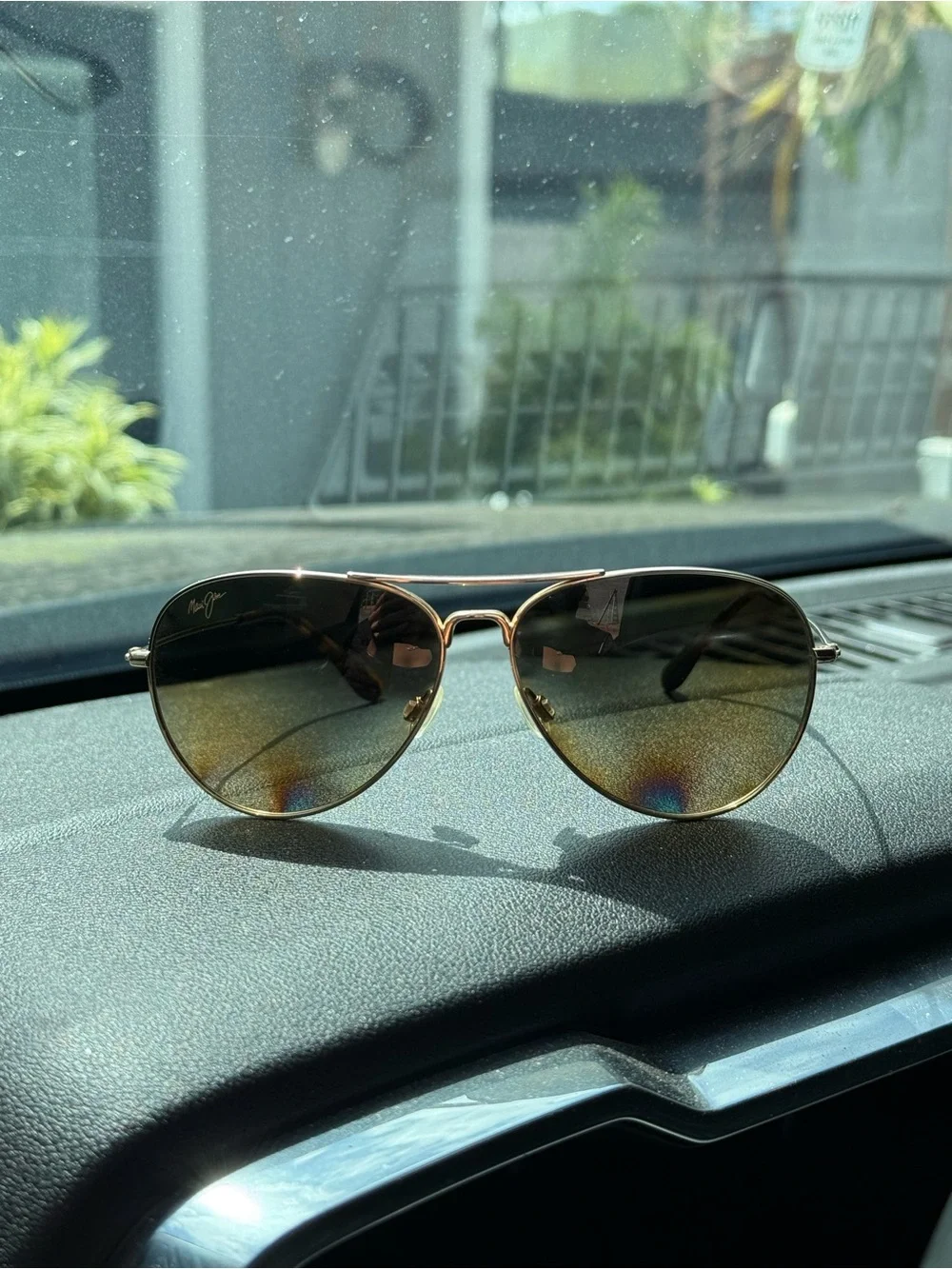 Maui Jims Aviator Sunglasses - Gold Frame with Gradient Brown Lenses